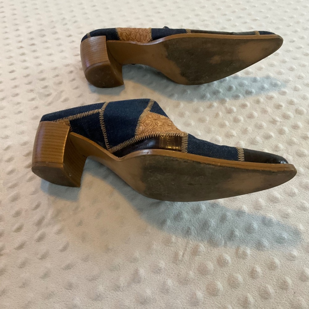 Altramarea Patchwork Denim Snakeskin Leather Poin… - image 6